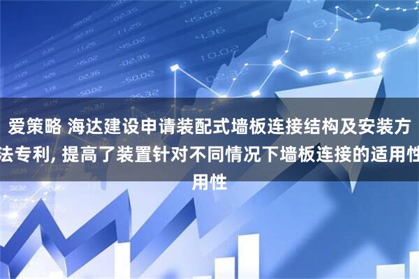 爱策略 海达建设申请装配式墙板连接结构及安装方法专利, 提高了装置针对不同情况下墙板连接的适用性